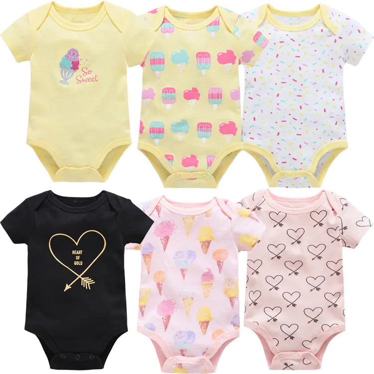 Infant 6-Pack Soft Cotton Romper Set