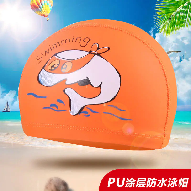 Kids PU Swim Cap with Goggles Set for Boys and Girls