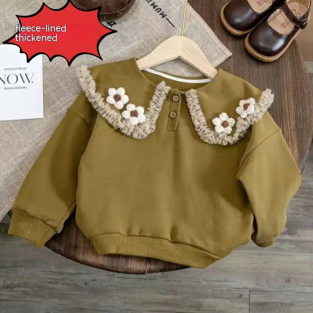 Doll Collar Sweater for Girls' Baby Pullover