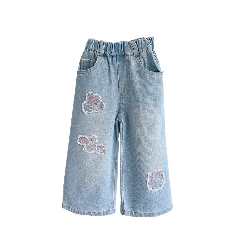 Fashionable Girls' Loose Wide-Leg Jeans BCA116