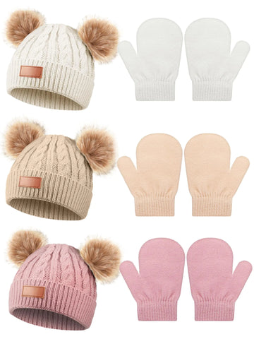 Cherub 3-Piece Winter Set - Toddler Knit Hat & Gloves