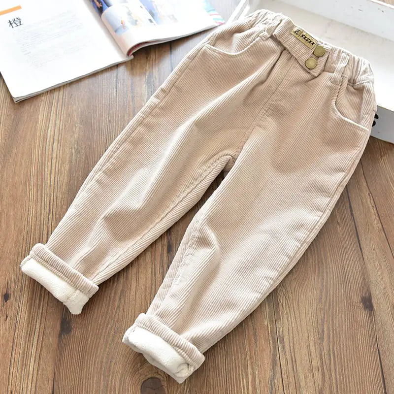 Girls' Thick Velvet Corduroy Winter Trousers