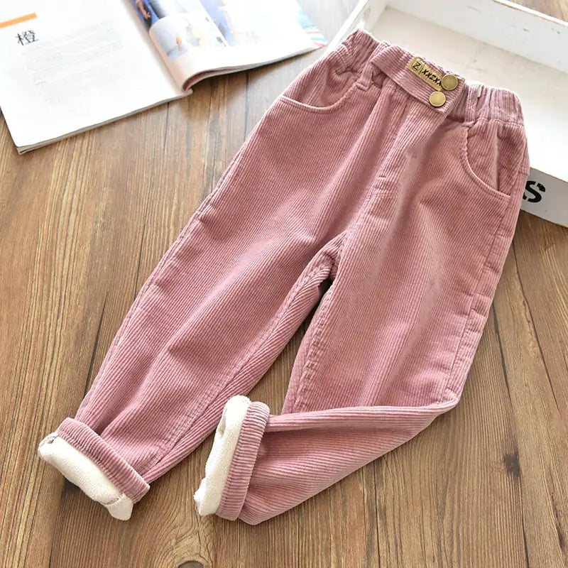 Girls' Thick Velvet Corduroy Winter Trousers