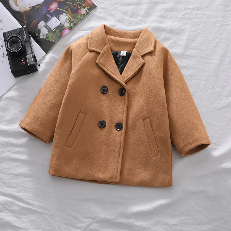 Boys' Solid Plaid Coat for Autumn and Winter