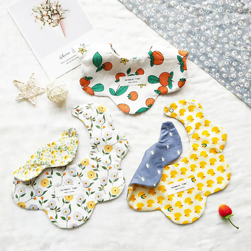 Floral Reversible Baby Bibs & Cloths Set