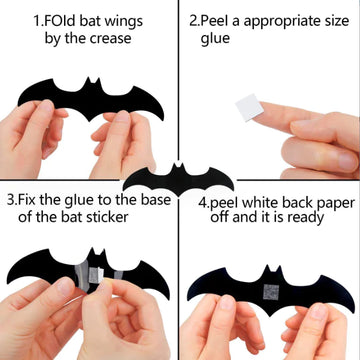 10PCS Halloween 3D Black Bat Wall Stickers Set