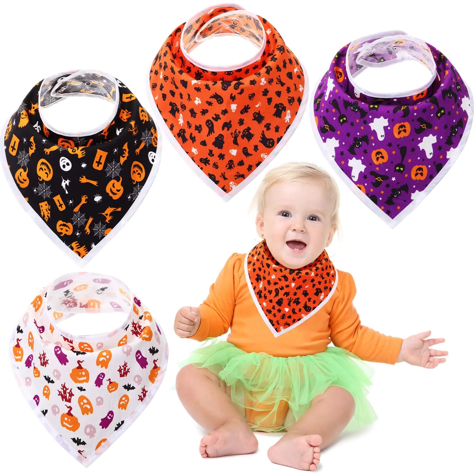 Halloween Baby Bandana 12-Pack: Spooky & Soft Bibs