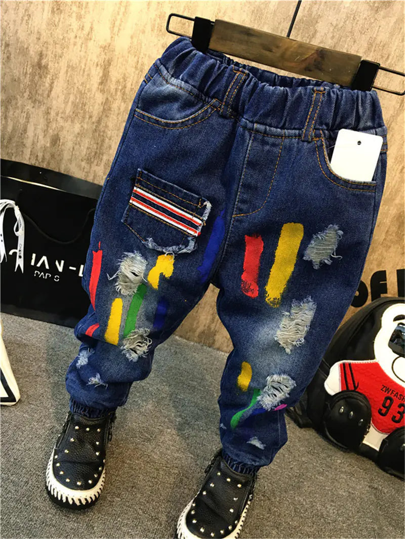 Light-Colored Jeans for Big Kids Boys Trousers