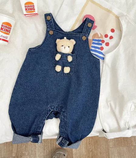 Cotton Teddy Denim Dungarees for Infants