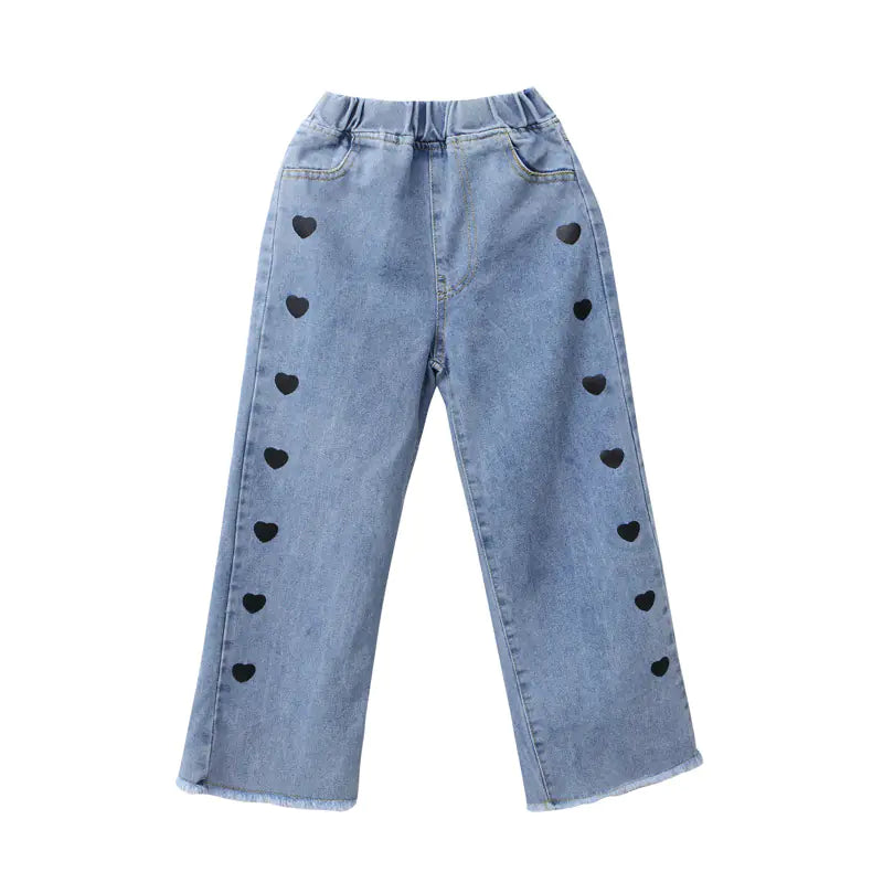 Girls' Wide-Leg Jeans for Spring and Autumn