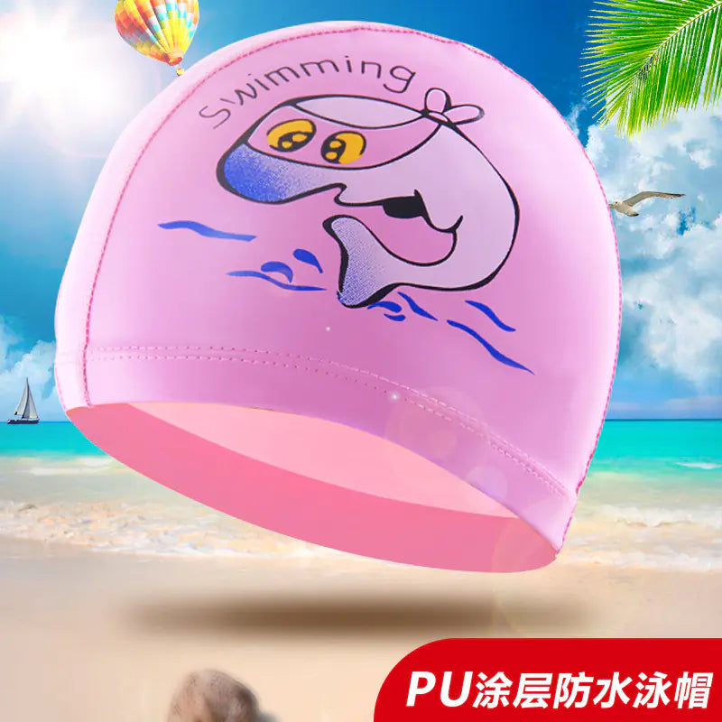 Kids PU Swim Cap with Goggles Set for Boys and Girls