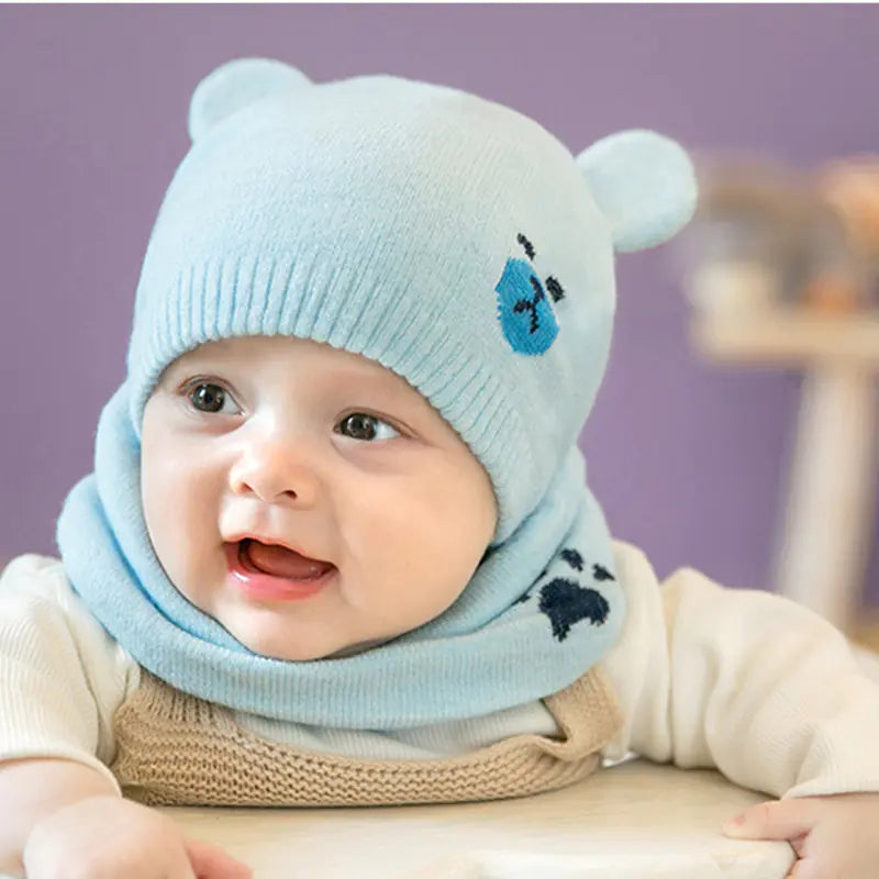 Children's Bear Hat and Scarf Knit Set for All Ages