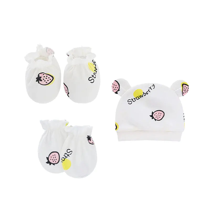 Newborn Baby Hat and Anti-Scratch Mittens Set