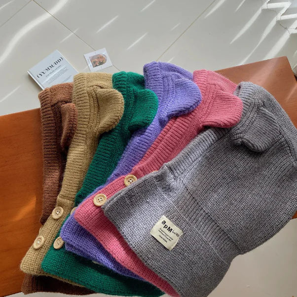 Integrated Woolen Cap and Scarf Set for Kids