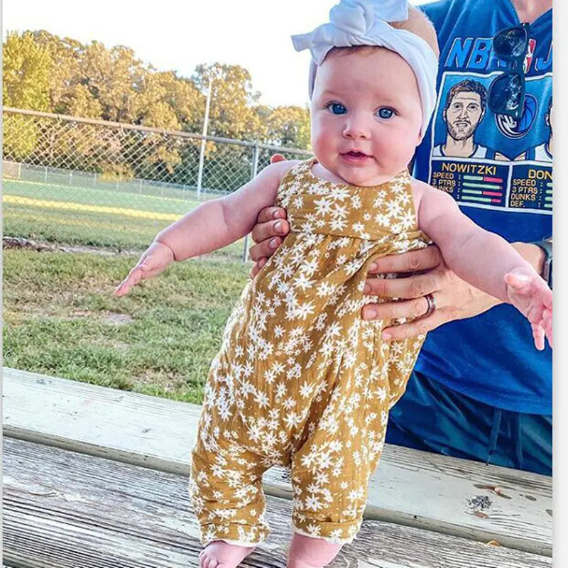 Girls' Cotton Fashion Print Sleeveless Bodysuit