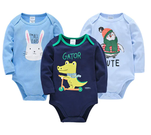 Cotton Comfort Baby Bodysuits 3-Pack