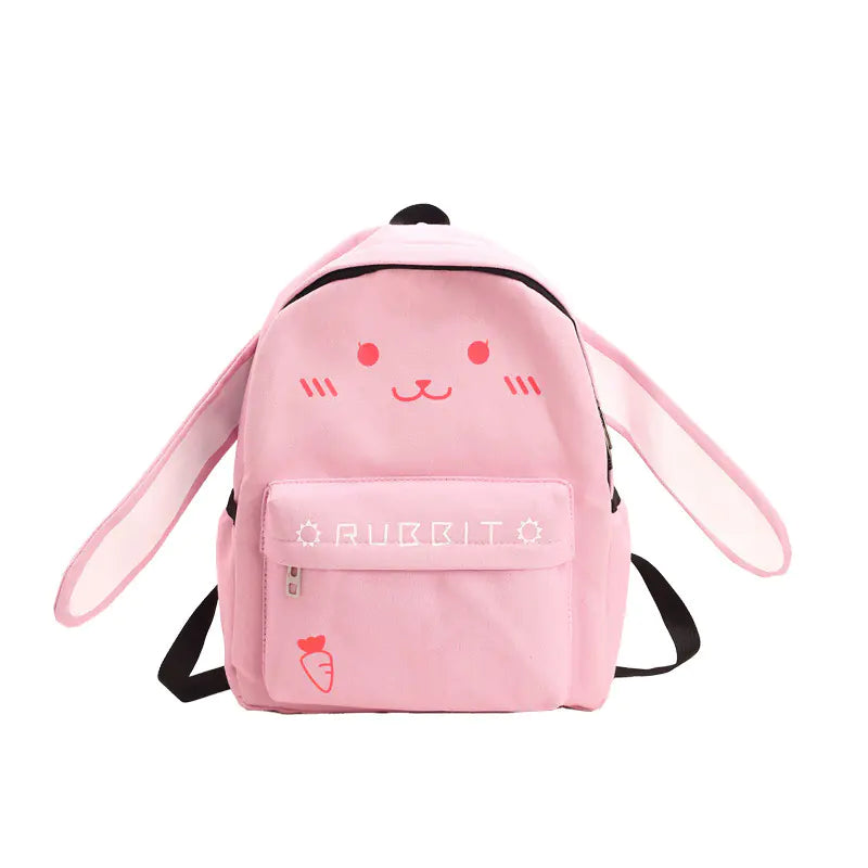 Kawaii Cat Canvas Backpack for School and Travel