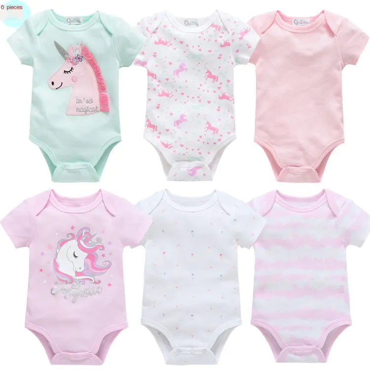 Infant 6-Pack Soft Cotton Romper Set