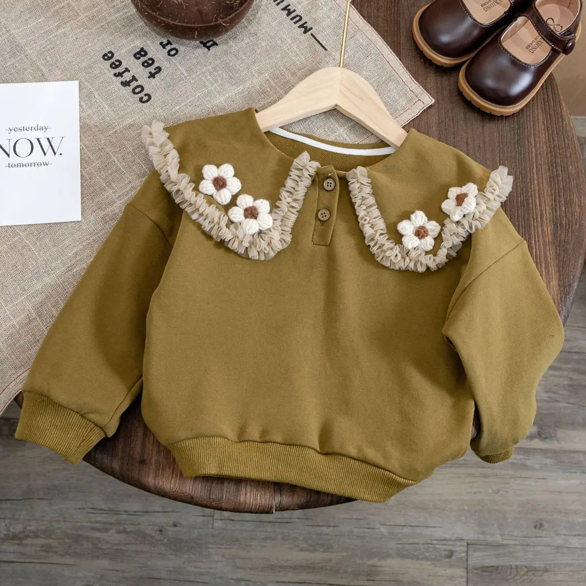 Doll Collar Sweater for Girls' Baby Pullover