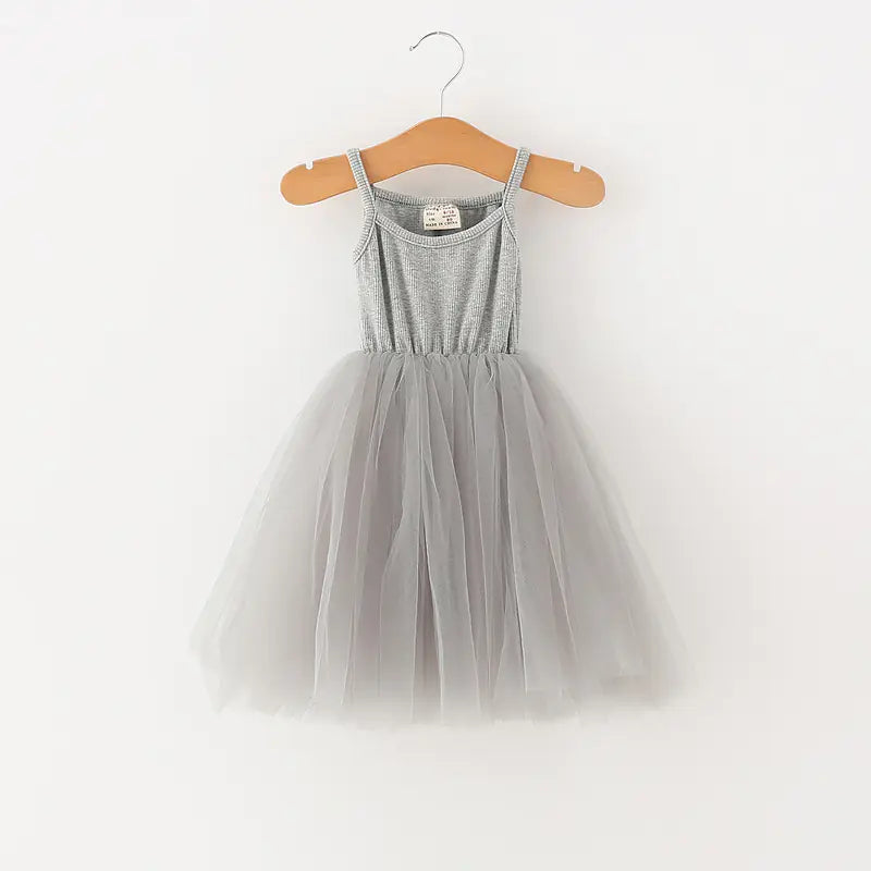 Girls' Mesh Dress with Suspenders