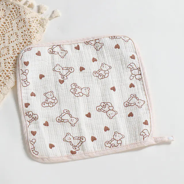 Cartoon Bear Triangle Baby Bib and Burp Cloth Set