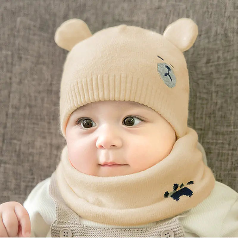 Children's Bear Hat and Scarf Knit Set for All Ages