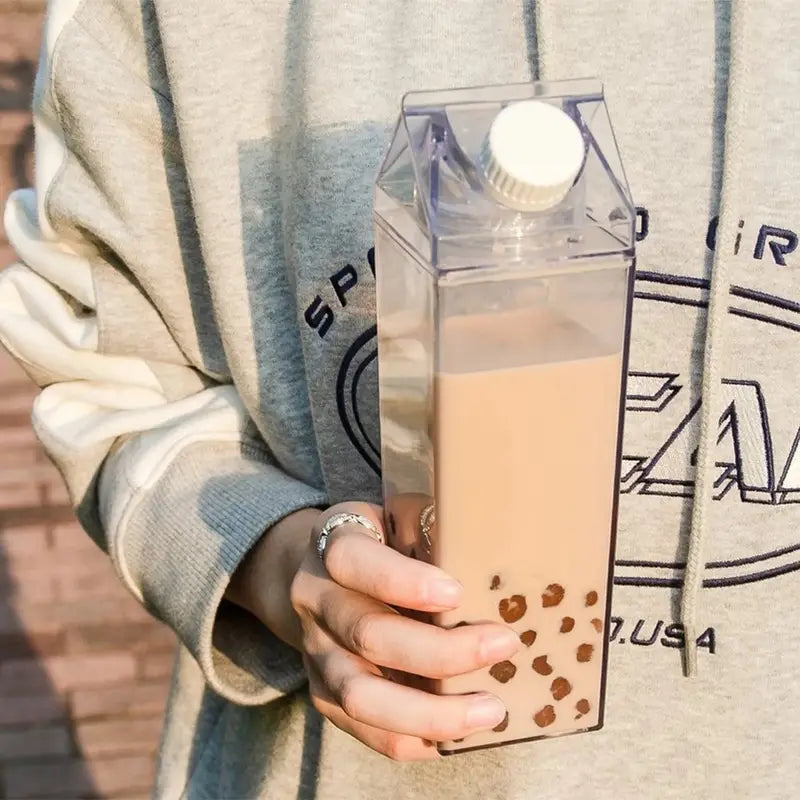 Creative Transparent Plastic Milk Cups and Water Bottles