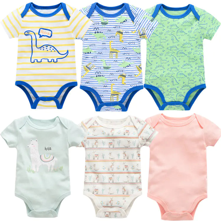 Infant 6-Pack Soft Cotton Romper Set