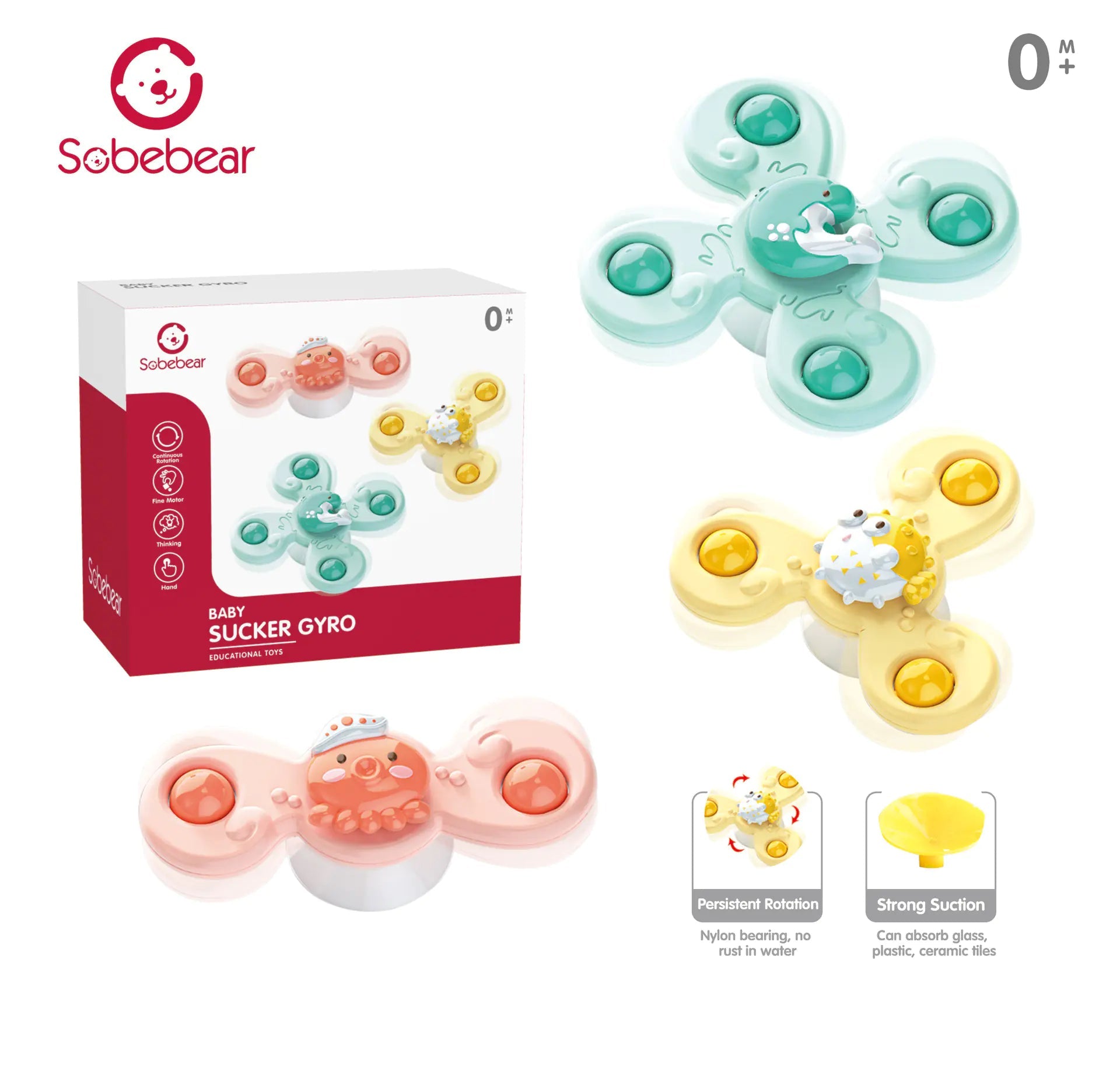 Children's Cartoon Suction Toy - Spinning Flower Spinner