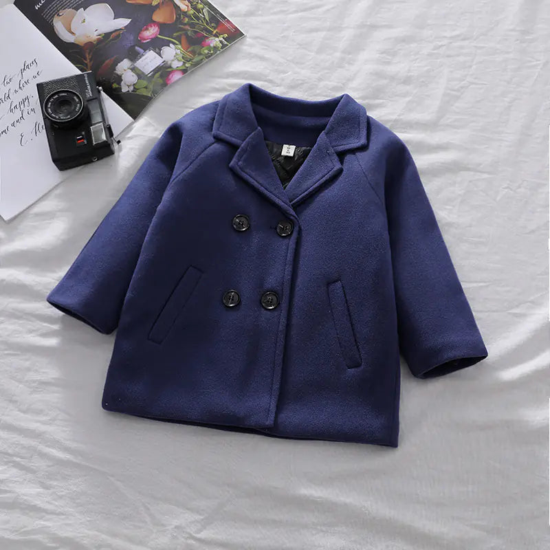 Boys' Solid Plaid Coat for Autumn and Winter