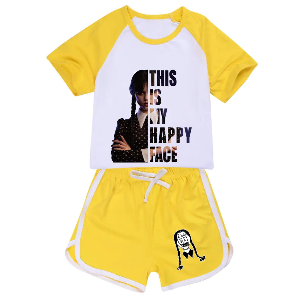 Girls' Summer Short-Sleeved Printed Sports Sets