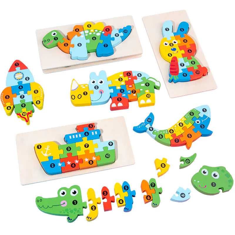 Kid-Friendly Wooden Learning Puzzles - Bulk