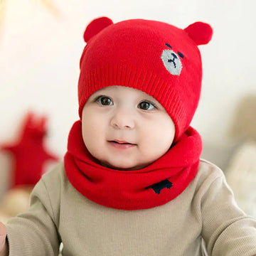 Children's Bear Hat and Scarf Knit Set for All Ages