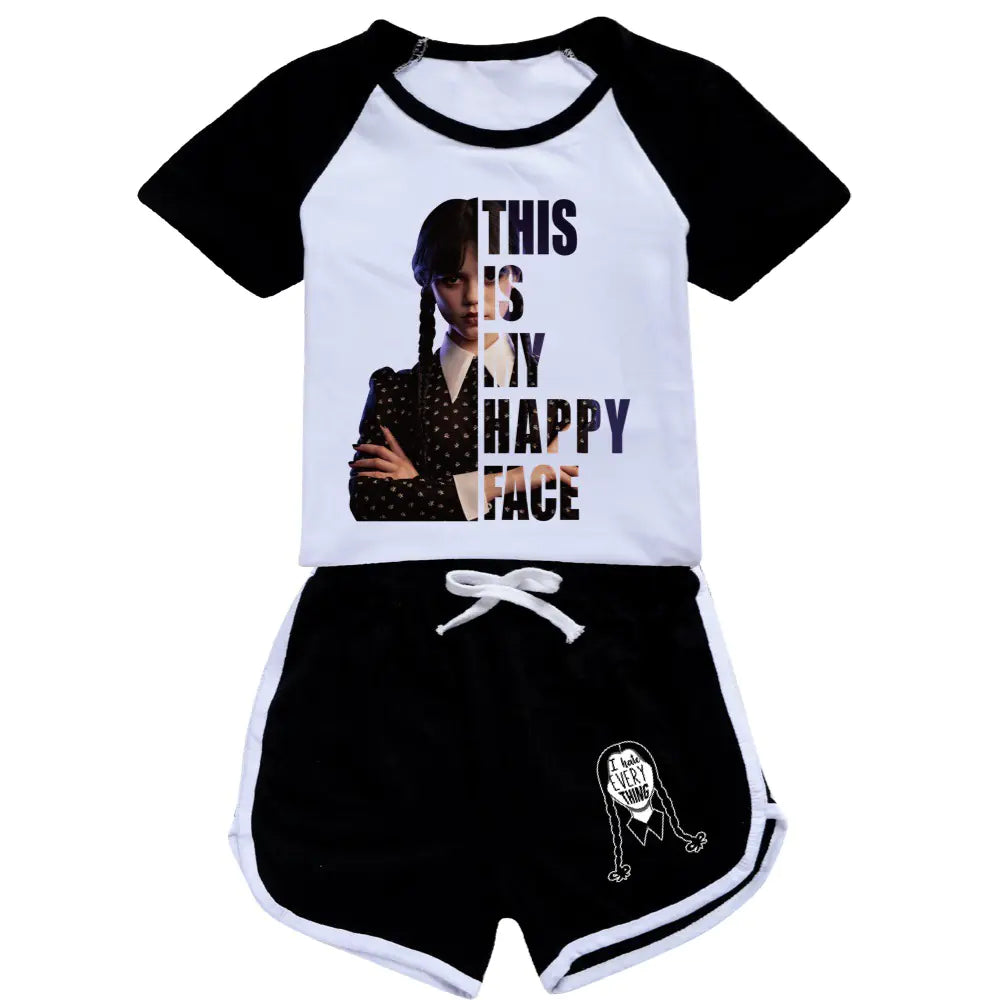 Girls' Summer Short-Sleeved Printed Sports Sets