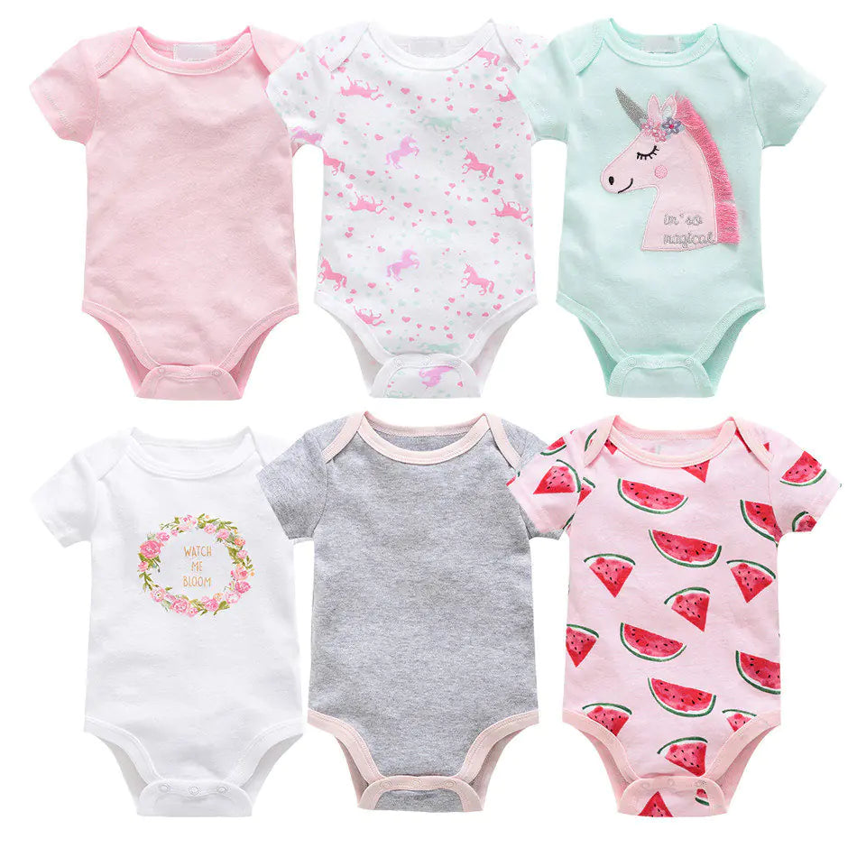Infant 6-Pack Soft Cotton Romper Set