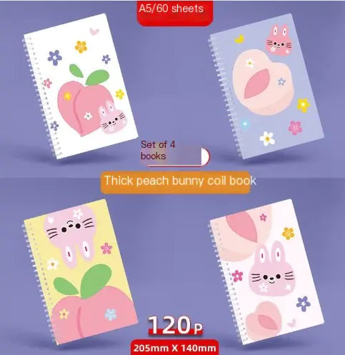 Charming Cartoon A5 Diary Set - 1/4PCS (60 Sheets)