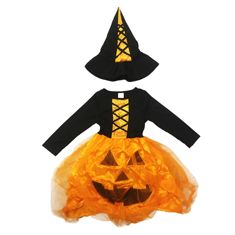 LED Pumpkin Dress Costume for Kids Halloween Set