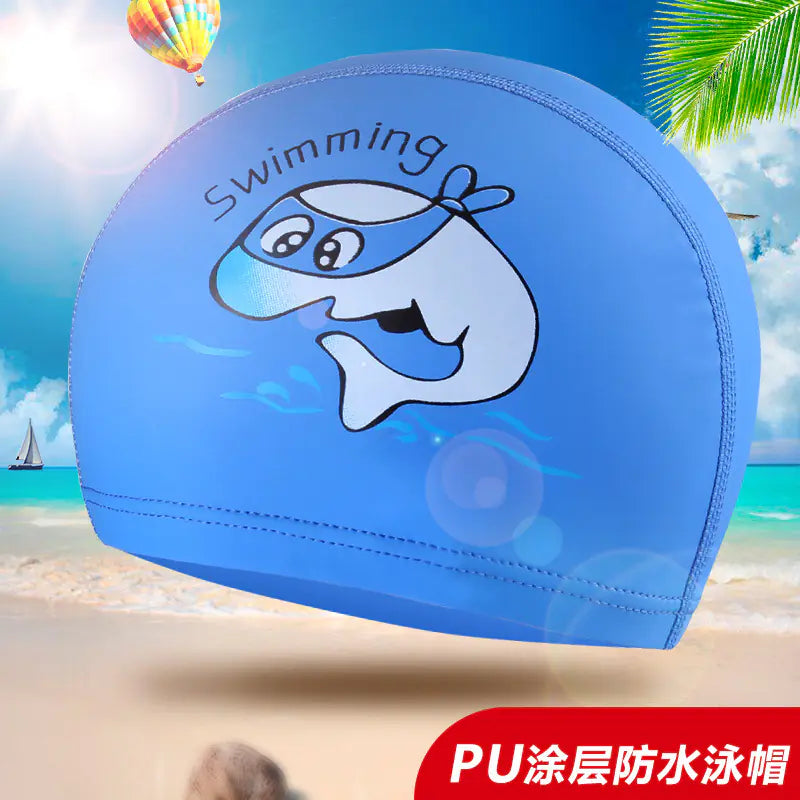 Kids PU Swim Cap with Goggles Set for Boys and Girls