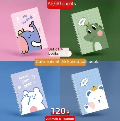 Charming Cartoon A5 Diary Set - 1/4PCS (60 Sheets)