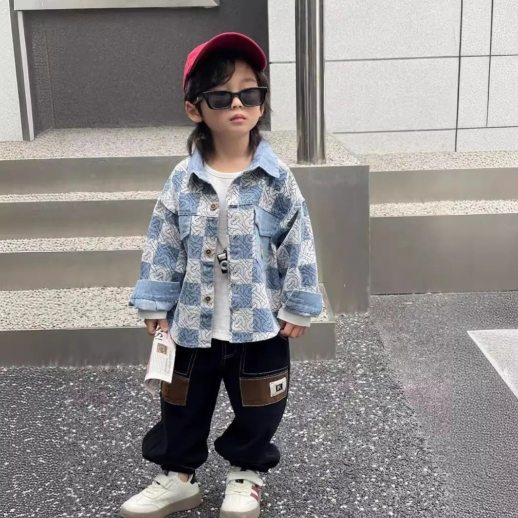 Boys' Spring Denim Jacket - Soft Korean Style Fashion
