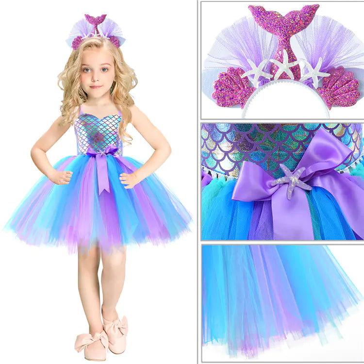 Mermaid Princess Tutu Dress for Baby Halloween Party