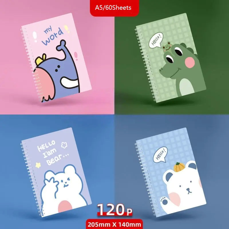 Charming Cartoon A5 Diary Set - 1/4PCS (60 Sheets)