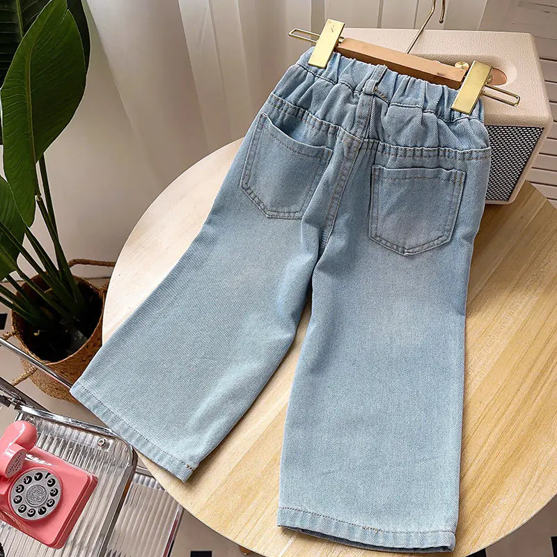 Fashionable Girls' Loose Wide-Leg Jeans BCA116