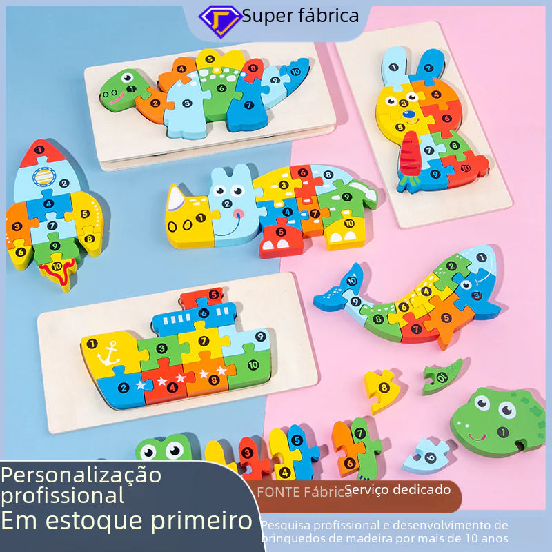 Kid-Friendly Wooden Learning Puzzles - Bulk