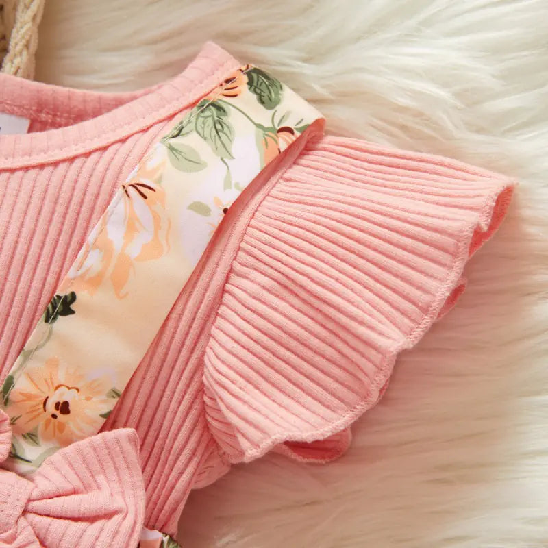 New Cross-Border Baby Short Sleeve Floral Romper