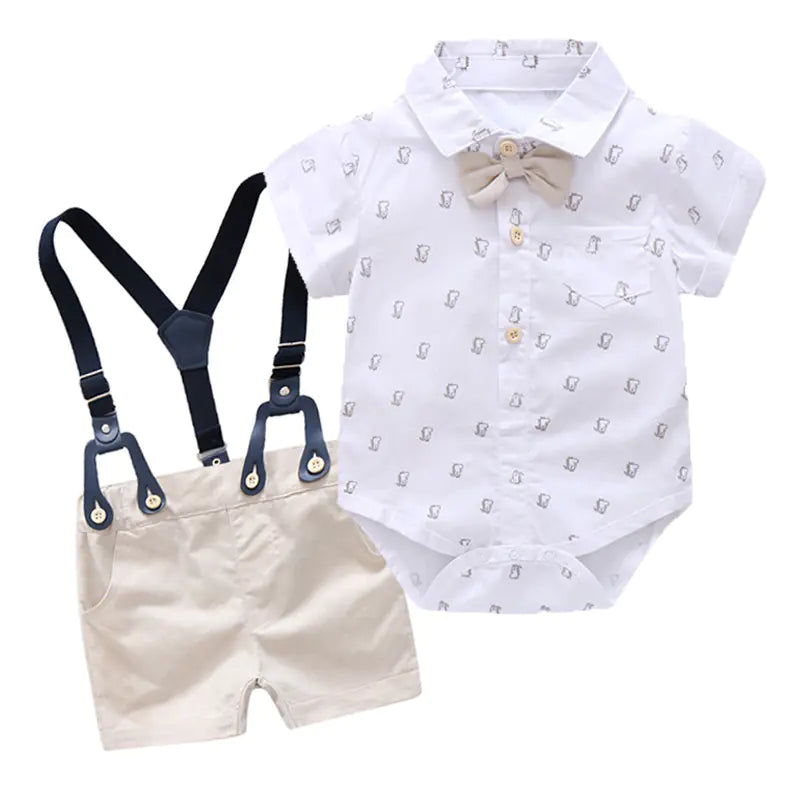 Gentleman Outfit for Baby Boys with Suspender Shorts