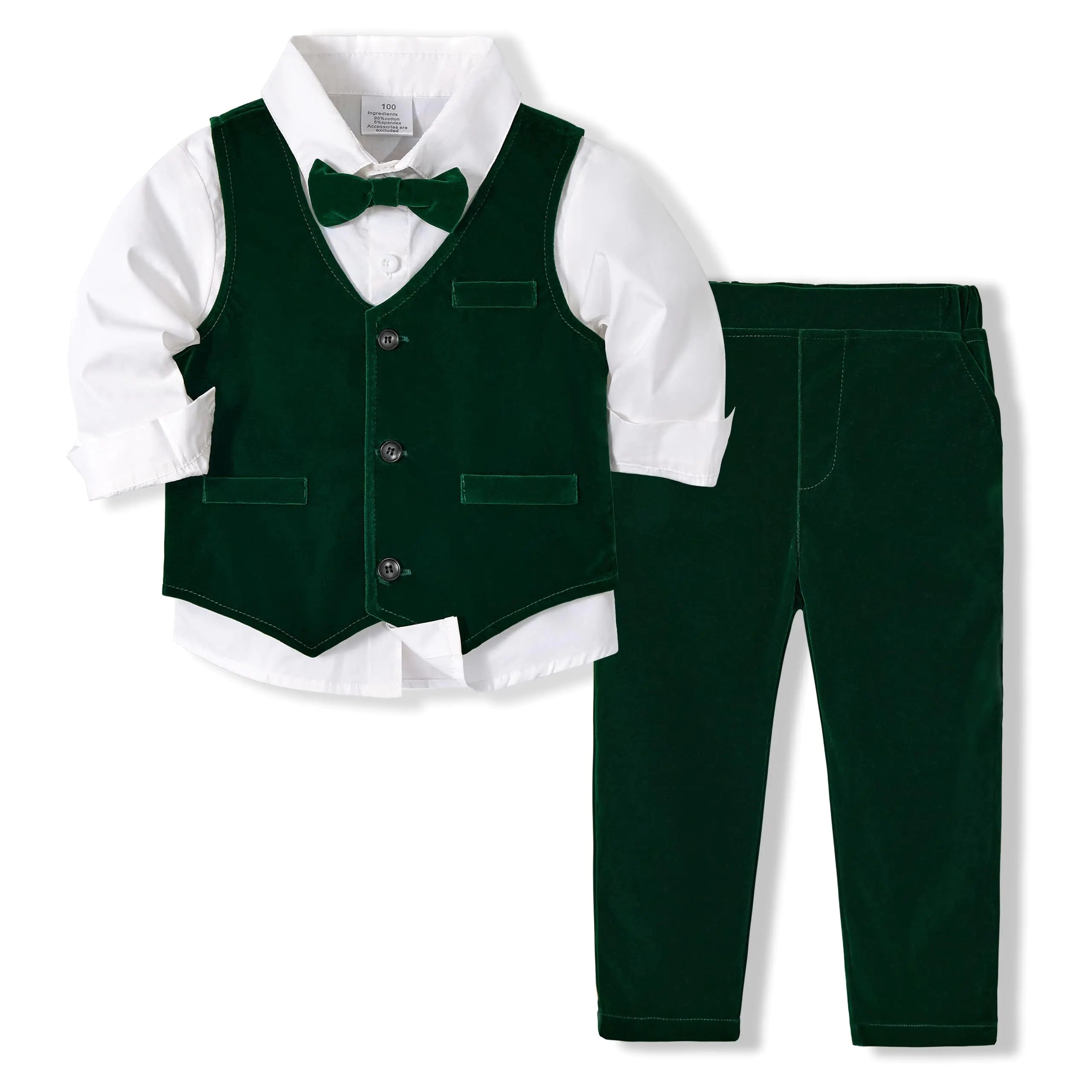 Elegant Baby Boy Green Velvet Suit 18-24 Months