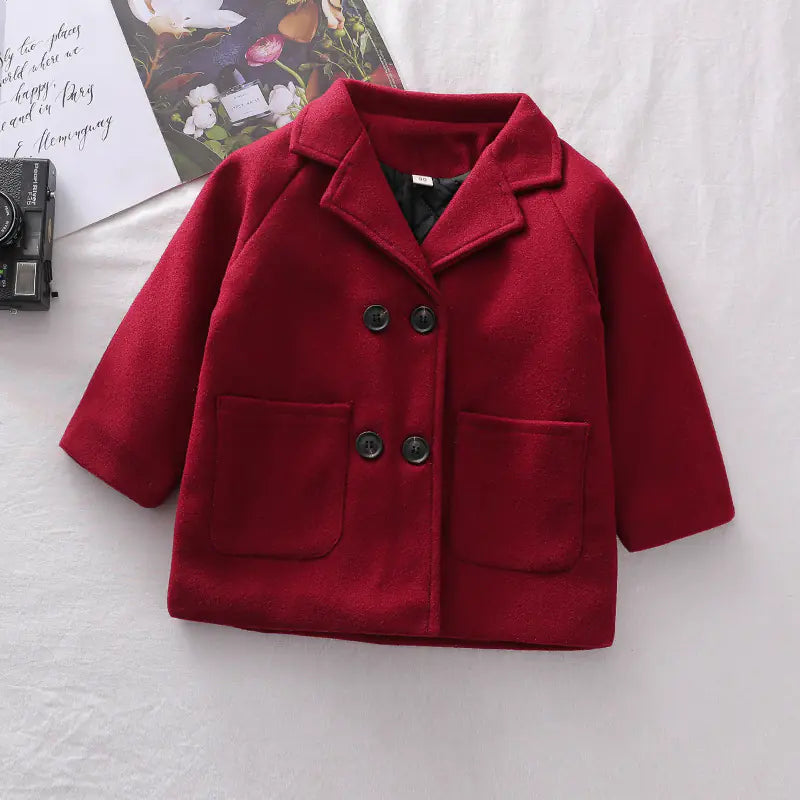 Boys' Solid Plaid Coat for Autumn and Winter