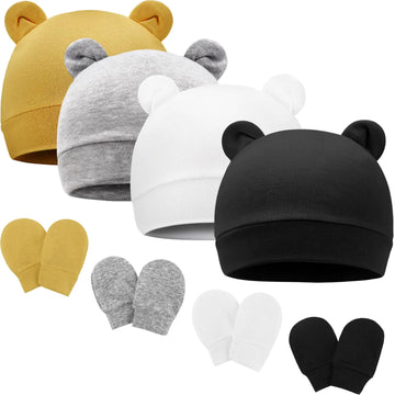 4-Piece Baby Hat & Mittens Set – 0-3 Months