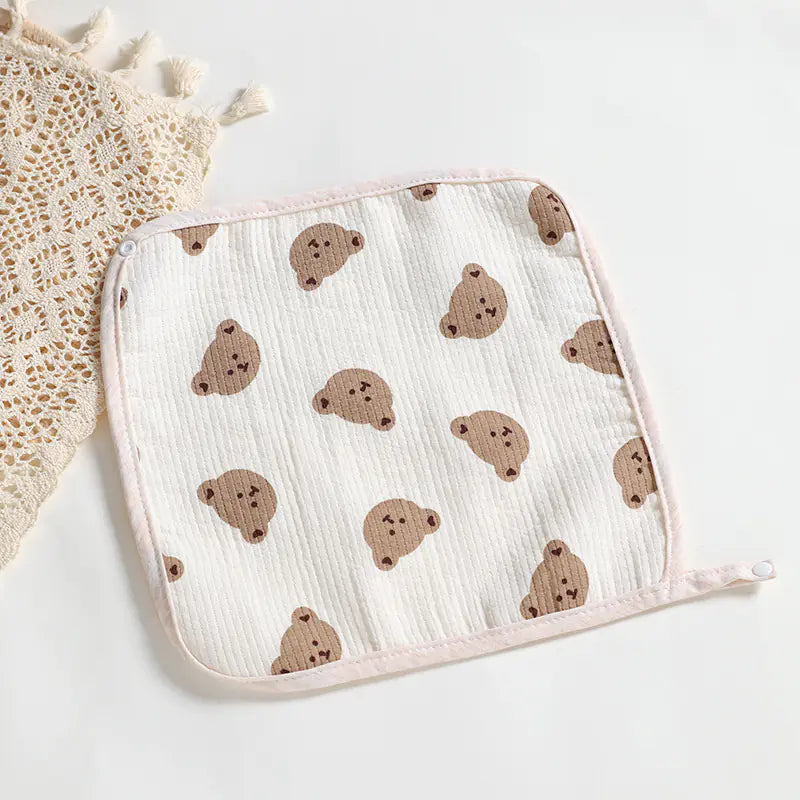 Cartoon Bear Triangle Baby Bib and Burp Cloth Set